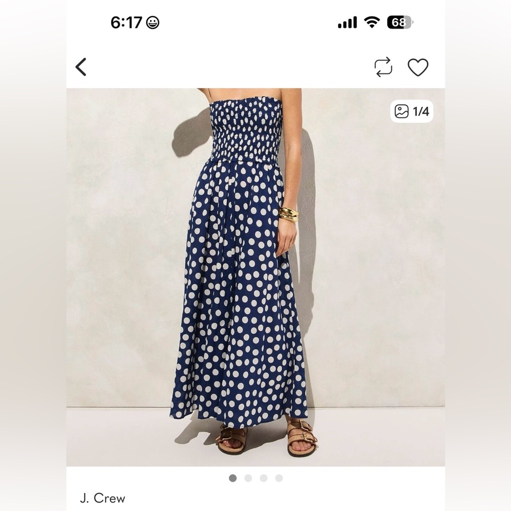 J.CREW Polka Dot Smocked Dress